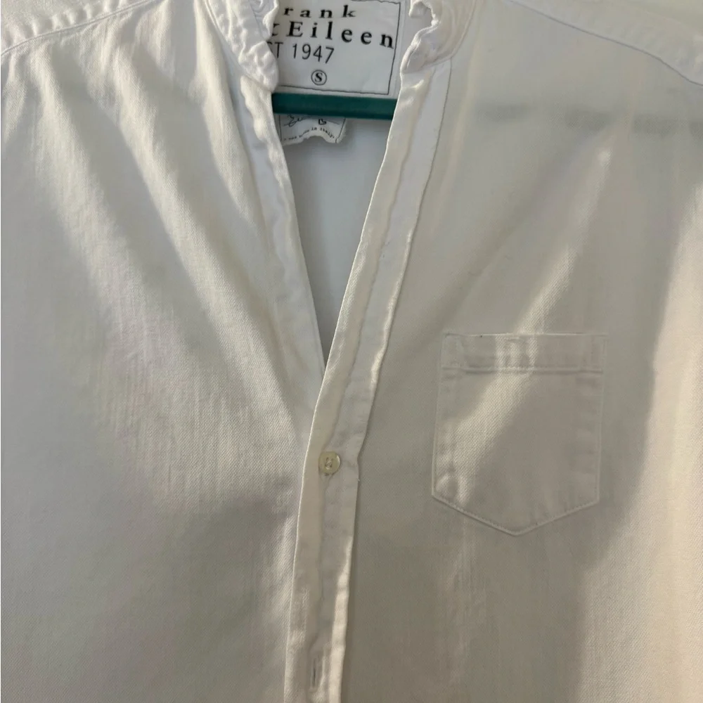 Frank and Eileen distressed White Ruffled Collar Button-Up Shirt - Picture 6 of 7